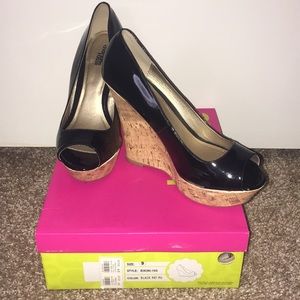 Charlotte Russe patent leather wedges (black)